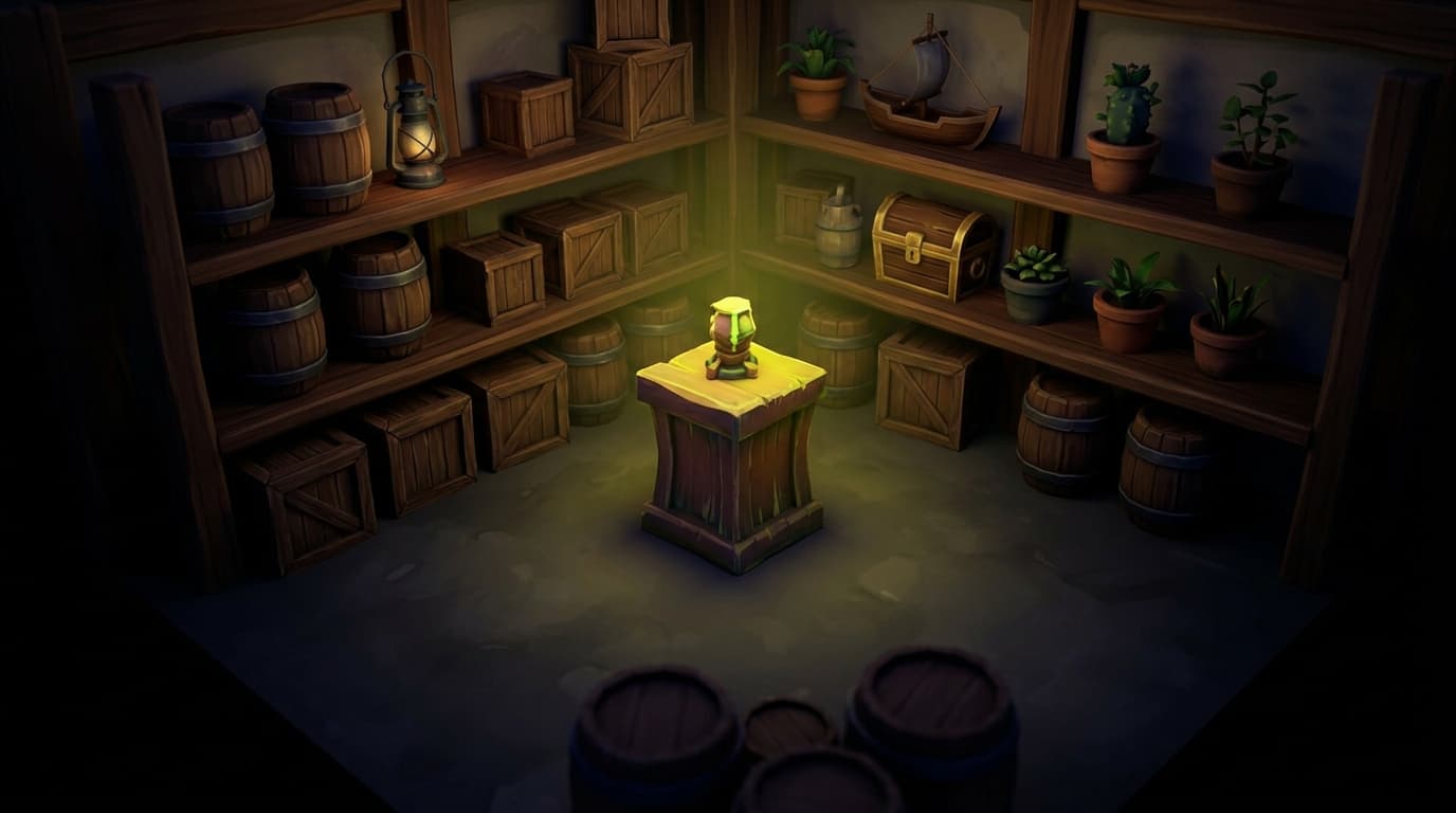 A game prop shelf