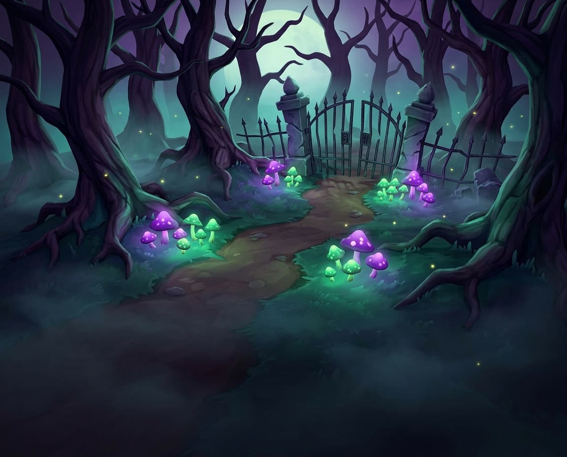 Forest map with fog, paths and a clearing